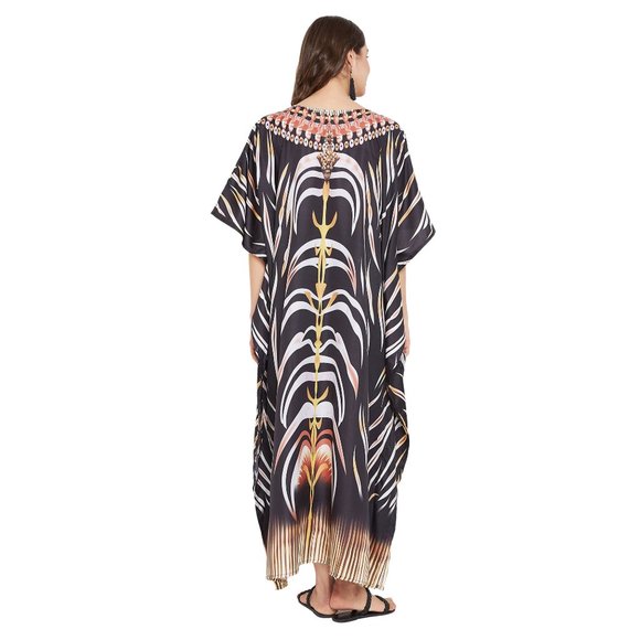 Womens Evening Party Dresses Plus Size Caftan Coverup Abstract Maxi Gown - Picture 7 of 8